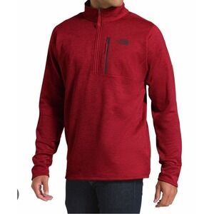 The North Face Canyonlands Heather Red Fleece 1/4 Zip Pocket Pullover Mens Sz XL